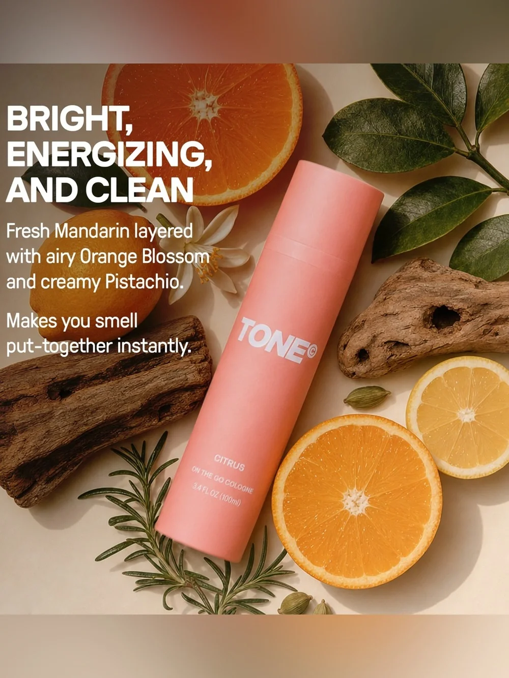 TONE Citrus DEODORANT & On The Go COLOGNE ~ Pink Grapefruit ~ Full Size ~ New
